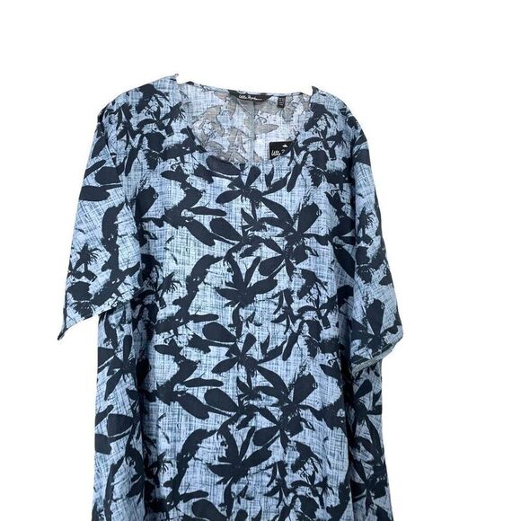 NEW Ulla Popken linen blend floral midi dress Size 20/22 boho lagenlook - Picture 2 of 9